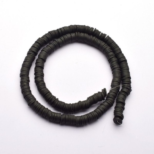 40cm 0.44yard Black Heishi Beads Polymer Clay African Disc Beads bijoux découvertes Polymer Clay Jew - Photo n°1