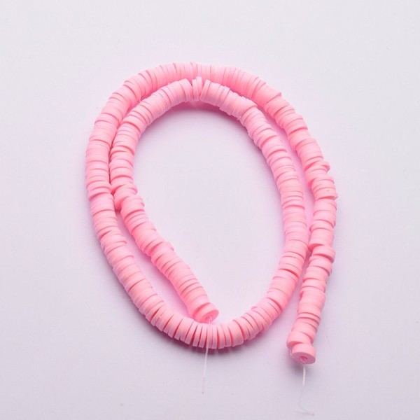 40cm 0.44yard Pink Heishi Beads Polymer Clay African Disc Beads bijoux découvertes Polymer Clay Jewe - Photo n°1