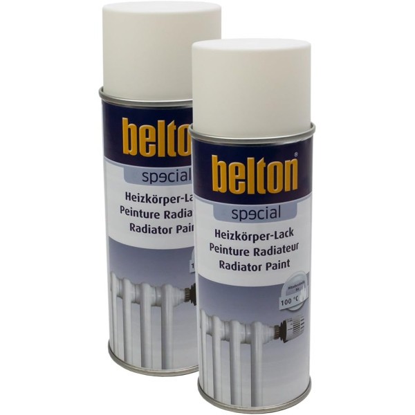 Lot 2 bombes de peinture - Blanc crème - Pour radiateur - Jusqu'à 120 C - Belton - 400ml - Photo n°1