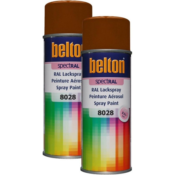 Lot de 2 bombes de peinture Belton Spectral RAL8028 brun terre 400ml - Photo n°1