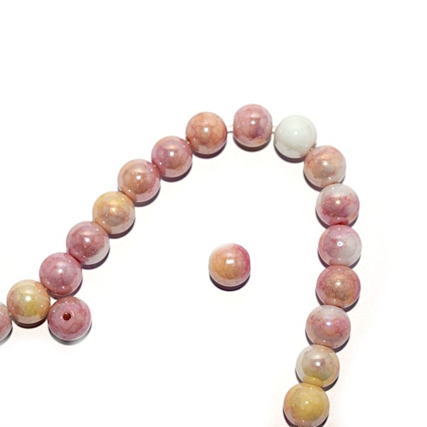Perle ronde verre 8,5 mm camaïeu rose pêche x10 - Photo n°1