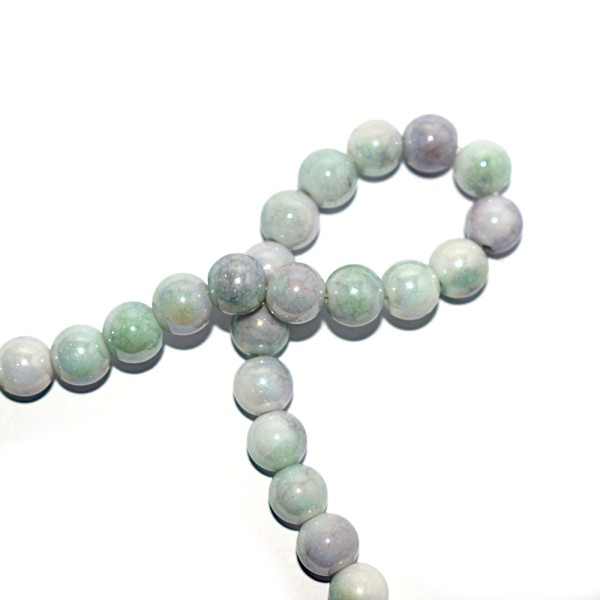 Perle ronde verre 8,5 mm camaïeu vert x10 - Photo n°1