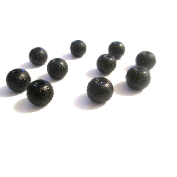 10 Perles noir brillant en verre 8mm - Photo n°1