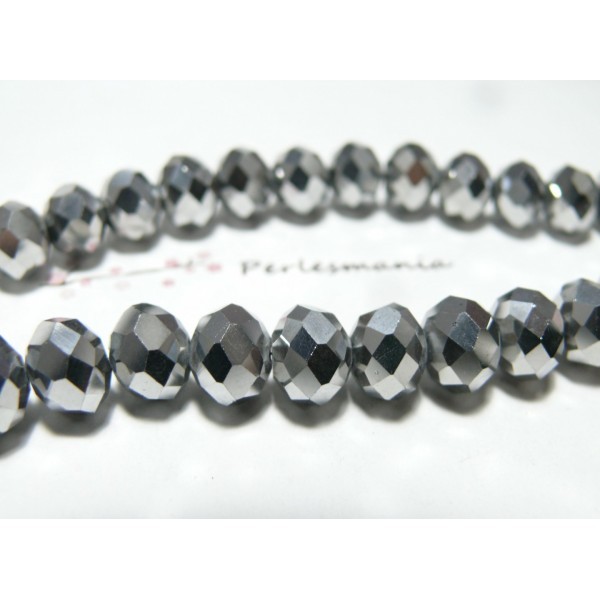 10 perles facettées rondelles argenté 8 par 10mm ref 2J1917 - Photo n°1