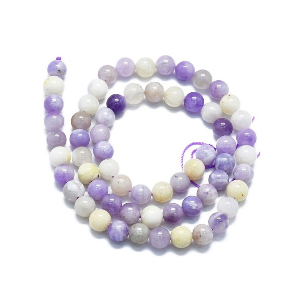 Fil de 58 perles rondes 6mm 6 mm en opale violette - Photo n°2
