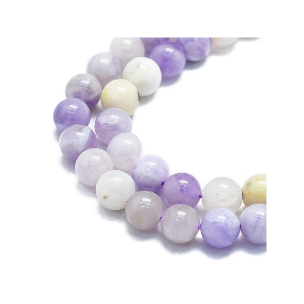 Fil de 58 perles rondes 6mm 6 mm en opale violette - Photo n°3