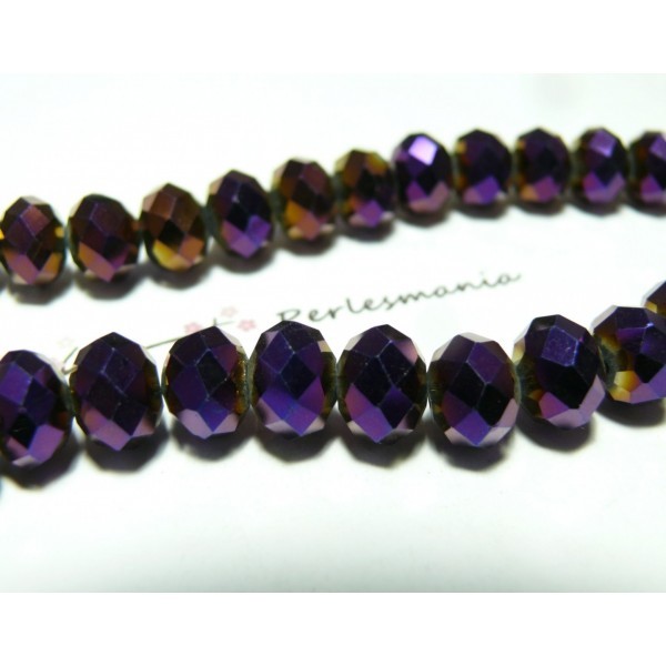 10 perles facettées rondelles violet 8 par 10mm ref 2J1209 - Photo n°1