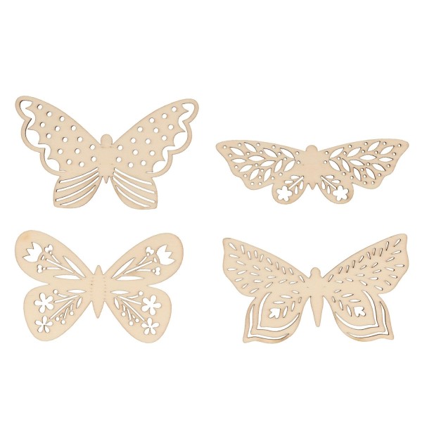 Lot de 4 silhouettes de papillons en bois - Photo n°1