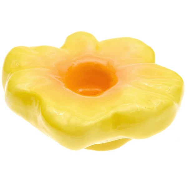 Bougeoir en céramique fleur jaune - Photo n°1