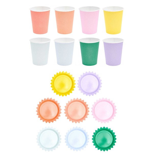Kit vaisselle jetable multicolore - Photo n°1