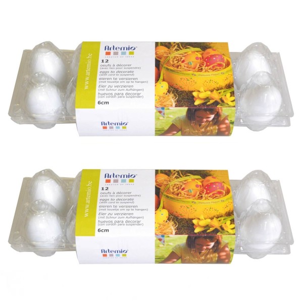 24 œufs de Pâques en plastique blanc à décorer - Photo n°1