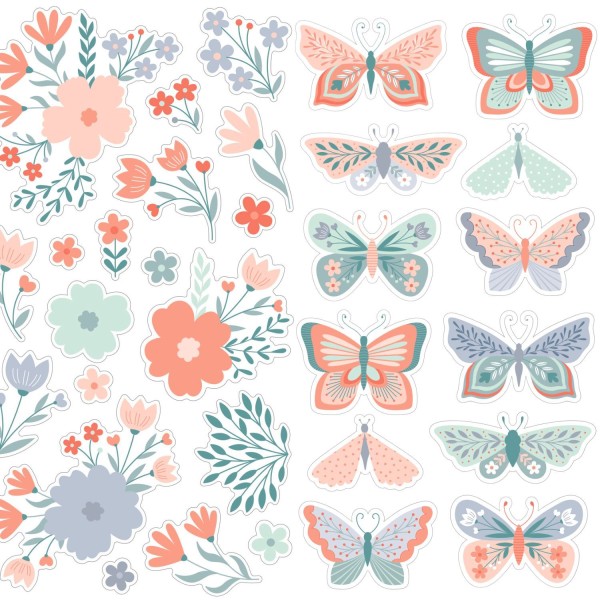 Lot stickers 3D fleurs / papillons - Photo n°1