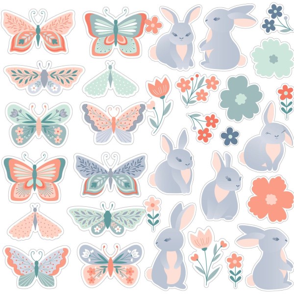Lot stickers 3D lapins / papillons - Photo n°1