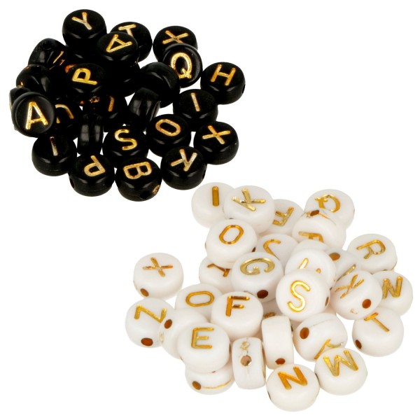 600 Perles alphabet blanc/ noir - Photo n°1