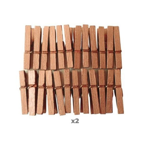 48 mini pinces à linge bois 3 cm - Cuivrées - Photo n°1