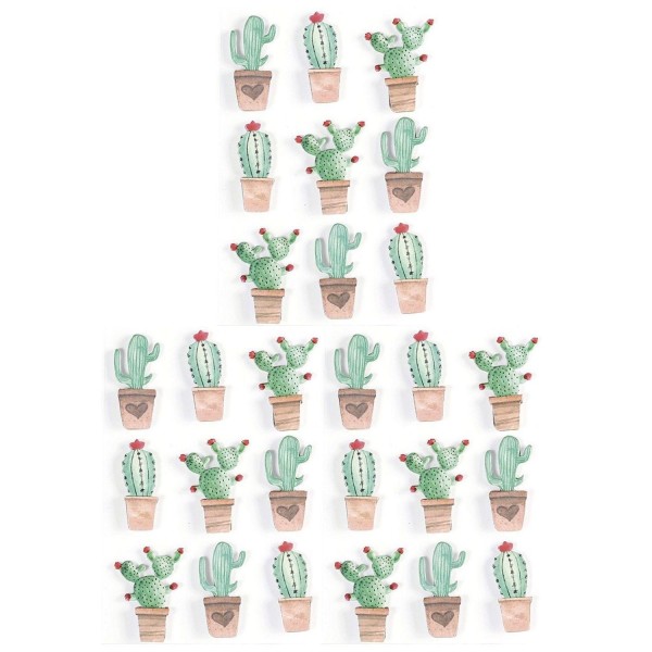 27 stickers 3D cactus mexicains 4,5 cm - Photo n°1