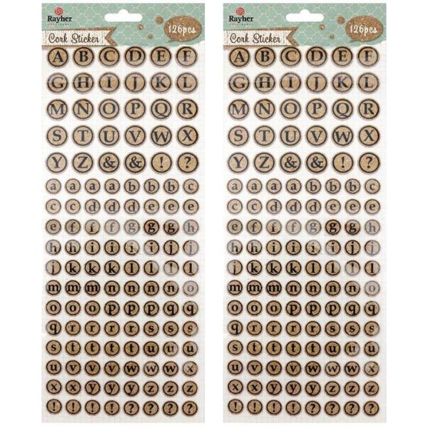 200 stickers ronds en liège - Alphabet majuscule & minuscule - Photo n°1