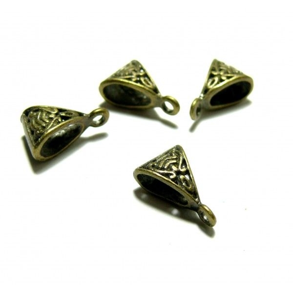 Lot de 10 pendentifs bélières Triangle Travaillémetal couleur Bronze S1130156 - Photo n°1
