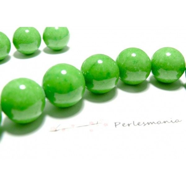 Pax 4 perles imitation Jade vert pomme 18mm - Photo n°1