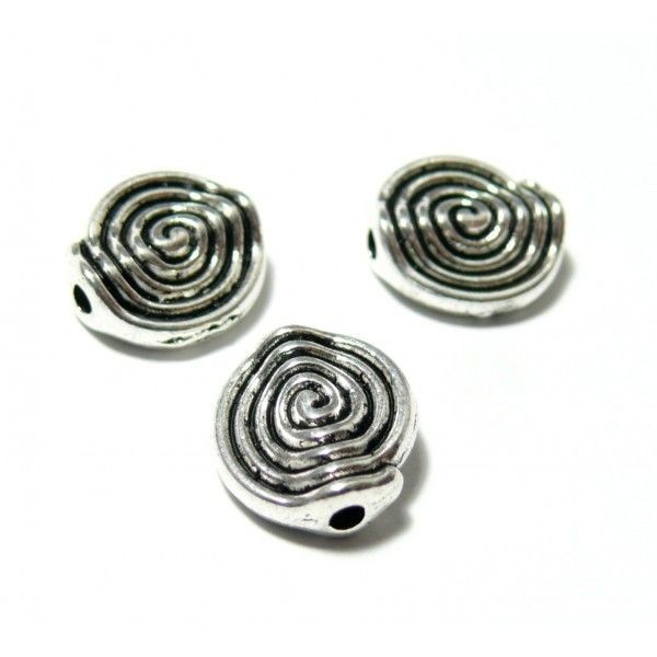 PS1106053 PAX 20 Passants Perles Intercalaires Spirales 12mm metal couleur Argent Antique - Photo n°1
