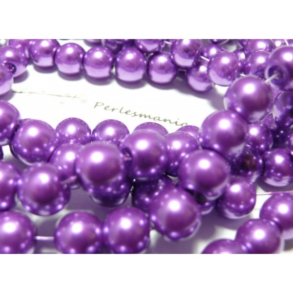 20 perles de verre nacre violet 10mm ref HY67 - Photo n°1