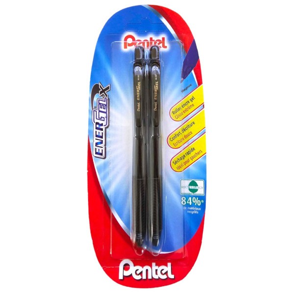 Étui de 2 stylo Energel - Pointe moyenne - 0.7mm - Noir - Pentel - Photo n°1