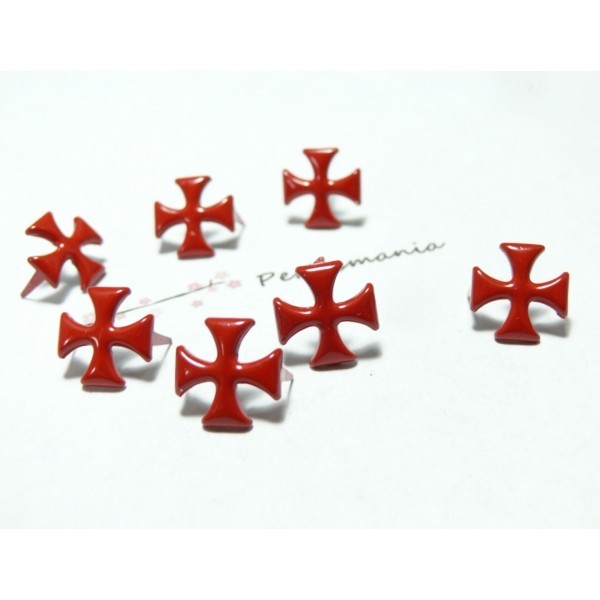 lot de 50 clous croix 12mm rouge ref 9-4B0 à 2 griffes - Photo n°1