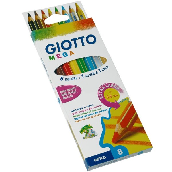 Crayons de couleurs GIOTTO Mega x 8 - Photo n°1