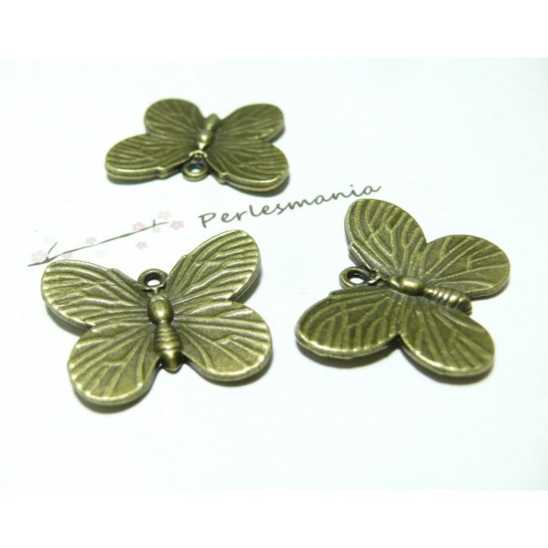 2 pièces pendentif bronze papillon nervures NO2D1561 - Photo n°1