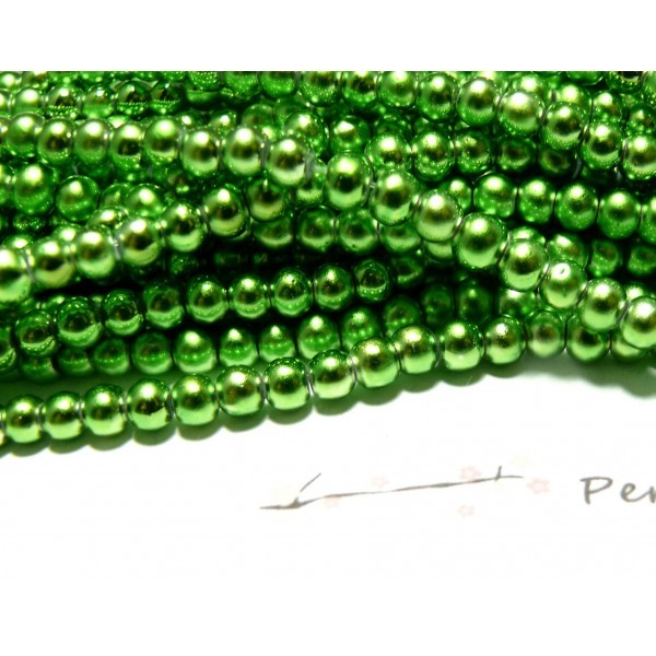 TOP prix 100 perles ( le fil ) de verre nacré 4mm - Photo n°1