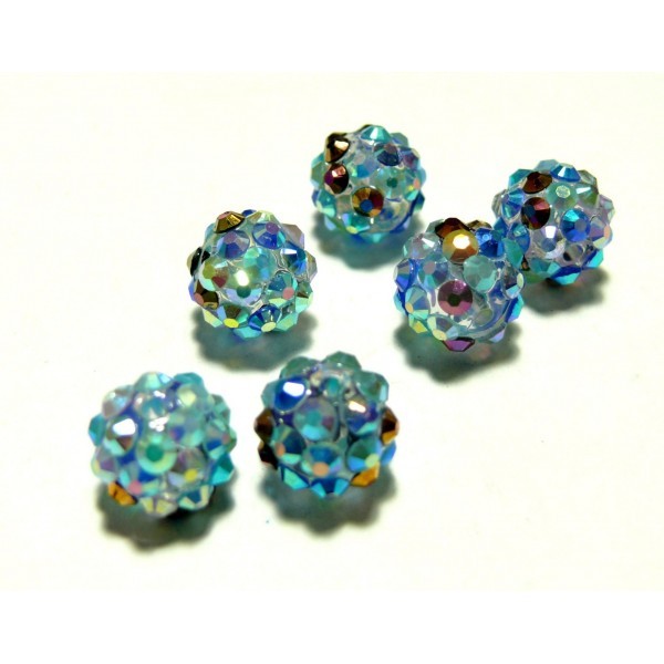 Apprêt 10 perles shambala bleu irise12*10mm M0196 - Photo n°1