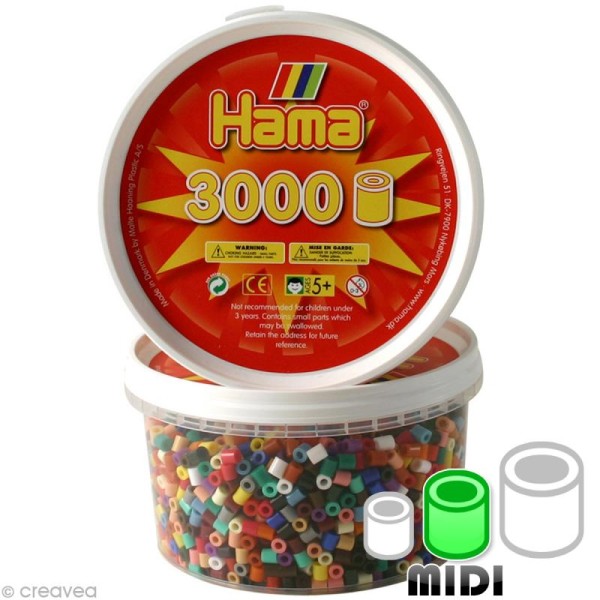 Perles Hama Midi diam. 5 mm - Assort. 22 couleurs x 3000 - Photo n°1