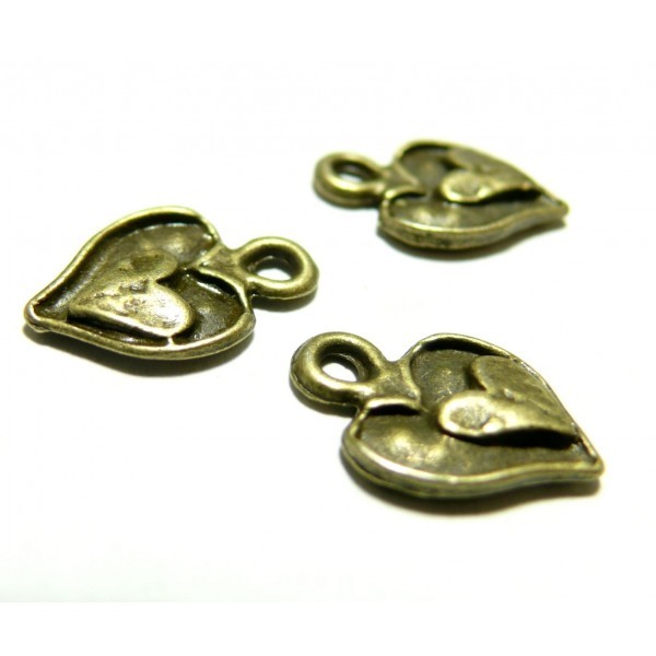 10 pendentif double coeur 2A7608 Bronze - Photo n°1