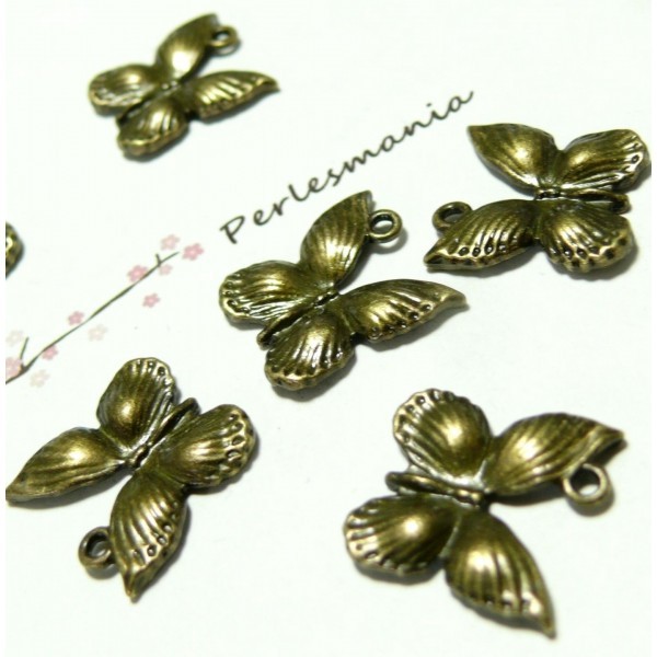Apprêt 10 breloques bronze Papillon de nuit ref A2409 - Photo n°1