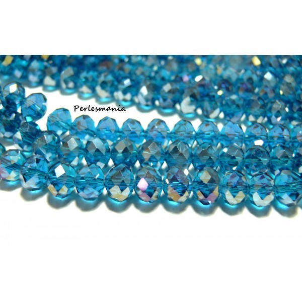 10 rondelles de cristal facetté gris bleu 6 par 8mm 2J1606 - Photo n°1