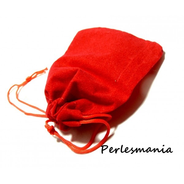 Apprêt bijoux 10 pochettes cadeaux velours rouge PM ( 50 par 70mm ) - Photo n°1