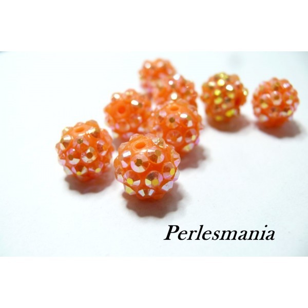 Apprêt 20 perles shambala orange 10 par 12mm - Photo n°1