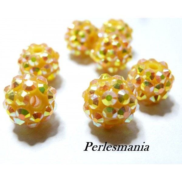 Apprêt 20 perles shambala jaune 10 par 12mm - Photo n°1