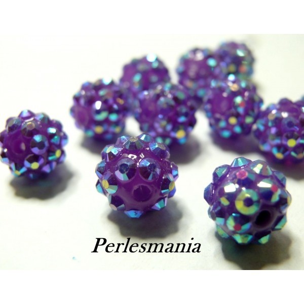 Apprêt 10 perles shambala violet 12 par 14mm - Photo n°1