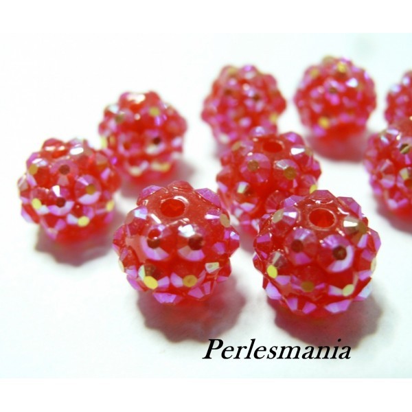 Apprêt 10 perles shambala rose grenat 12 par 14mm - Photo n°1