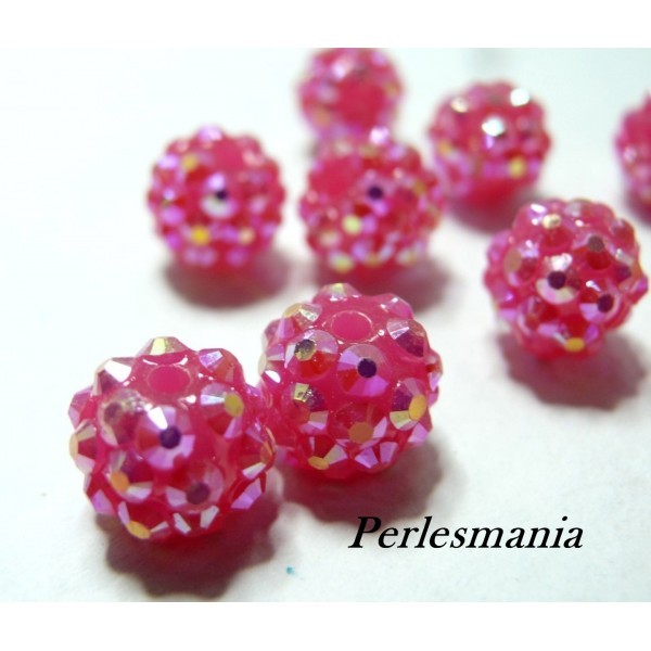 Apprêt 20 perles shambala rose grenat 10 par 12mm - Photo n°1