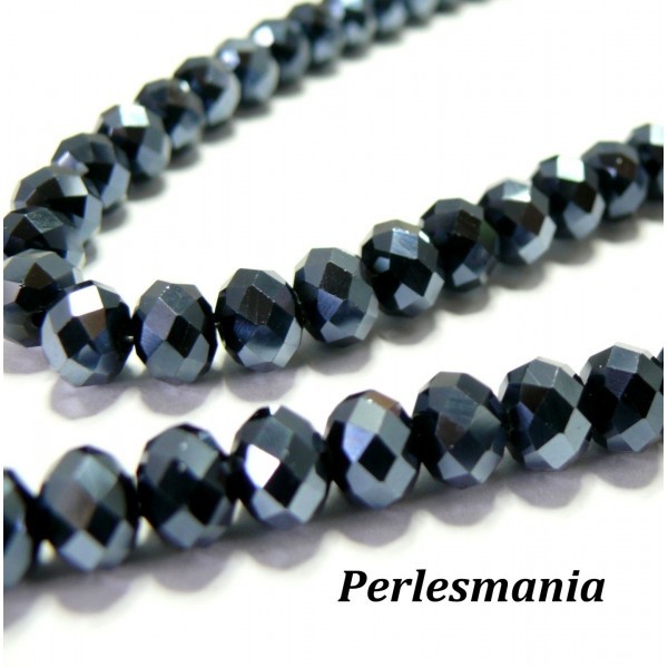 10 perles de rondelles de verre facetté gris foncé 8 par 10mm ref 2J1117 - Photo n°1
