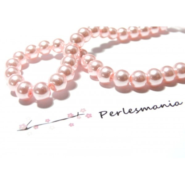 Apprêt et perles: 25 perles de verre nacre rose pale 8mm ref 58 - Photo n°1