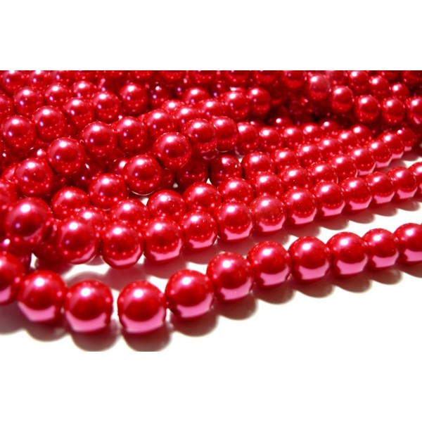 Offre spéciale : 1 fil environ 85 perles de verre nacre rose flash 10mm ref B57 - Photo n°1