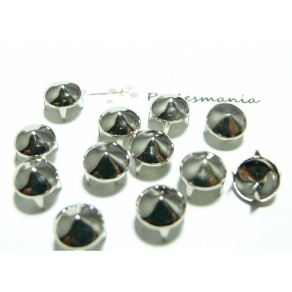 Apprêt bijoux: lot de 50 clous 9mm cones à griffe argent platine - Photo n°1