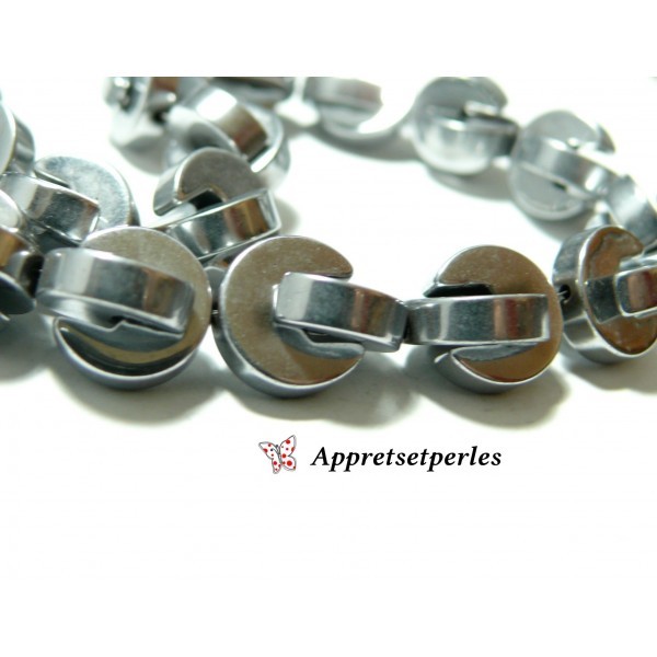 Apprêts et perles: 10 perles Hématite PAC MAN ( 20 pièces au total ) 10mm Argenté - Photo n°1