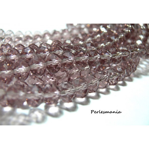 Accessoires bijoux: 20 perles Rondelles 6 par 8mm Cristal imitation 2J1343 facettée Amethyste - Photo n°1