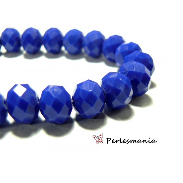 Perles pour bijoux: 20 Rondelles 10 par 8mm Cristal imitation 2J1752 bleu nuit facettée - Photo n°1