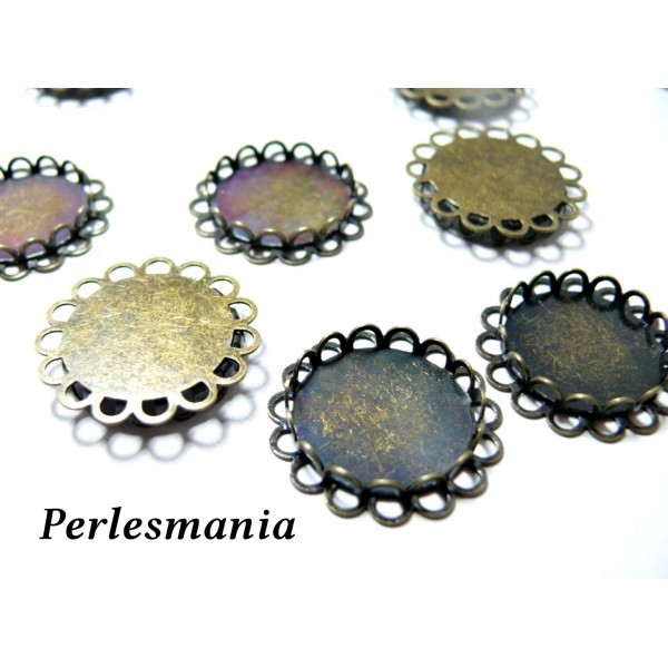 10 Supports de pendentif 18mm double vague Bronze fournitures pour bijoux - Photo n°1