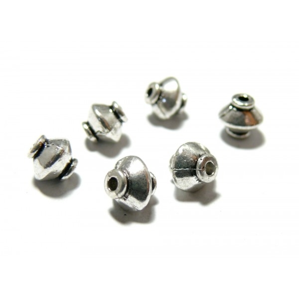 10 perles 2A1418 intercalaires Toupie 7mm vieil argent pour création de collier - Photo n°1